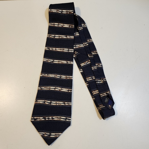 Perry Elis Men's Elegant Navy Blue Silk Striped Tie - Picture 4 of 6